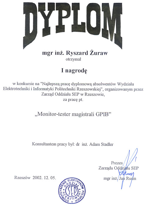Zdjęcie przykładowego dyplomu